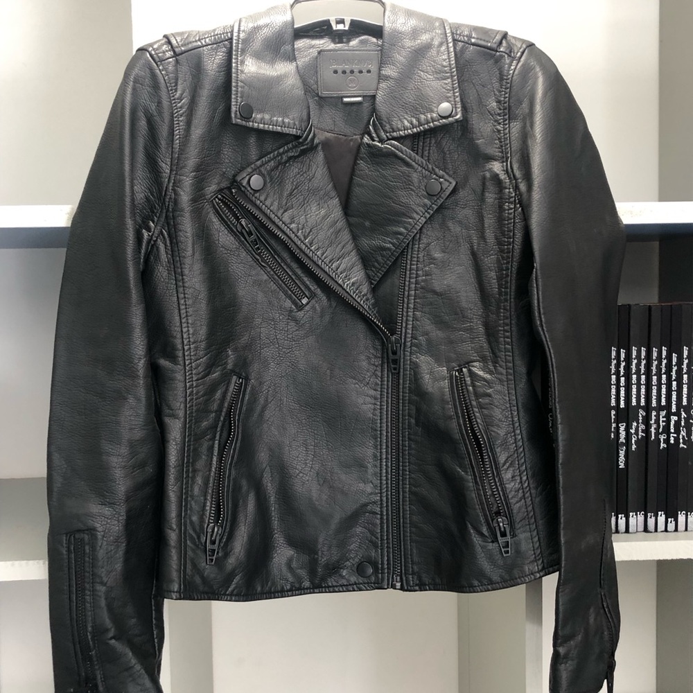 Blank NYC Black Leather Asymmetrical Moto Jacket